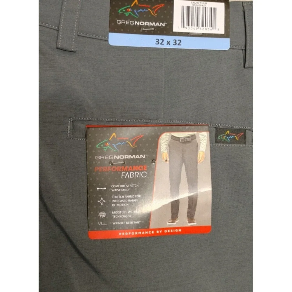 NWT Greg‎ Norman Performance Stretch Pants Iron Gate 32X32 - Picture 2 of 2